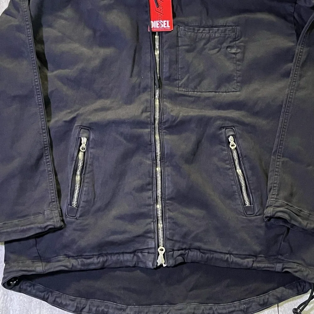 Diesel Jacket Mens Small Black D-Hennes Jogg JoggJeans Hooded Parka Full Zip